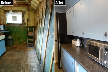 Un fanatique du bricolage transforme une pièce abandonnée en une cuisine sur mesure pour seulement 400 £ 